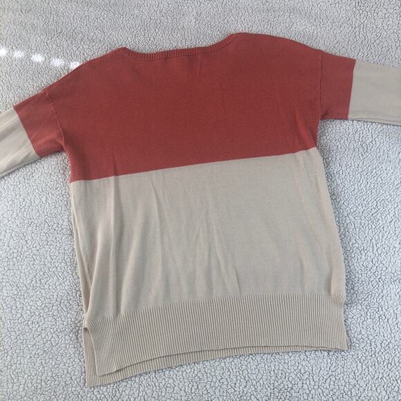 Colorblock cream salmon lightweight thin knit sweater small - Picture 4 of 5